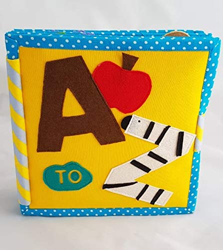 ChubbyCheeks A to Z English Alphabet 8 Pages Quiet/Soft Book Educational Toys for Independant playtime montessori Toys for Infants, Toddlers & Kids Early learning letter toy for babies kids touch book