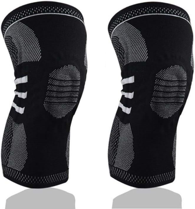 LIOOBO 2pcs Profession Kneepad Silicone Anti-Collision Spring Support Knee Pads Strengthening Nylon Sports Compression Knee Pad Leg Brace