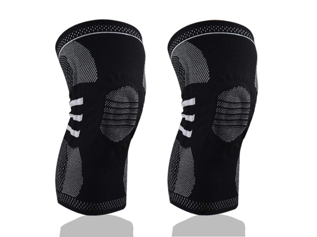 LIOOBO 2pcs Profession Kneepad Silicone Anti-Collision Spring Support Knee Pads Strengthening Nylon Sports Compression Knee Pad Leg Brace
