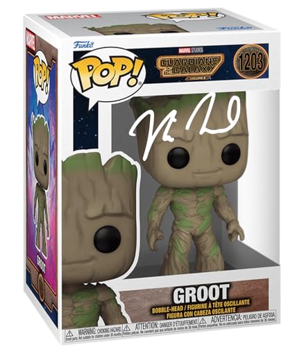 Vin Diesel Groot #1203 Facsimile Signed Reprint Laser Autographed Funko POP! Movies Marvel Guardians of the Galaxy Vol. 3 Figurine with Protector Case