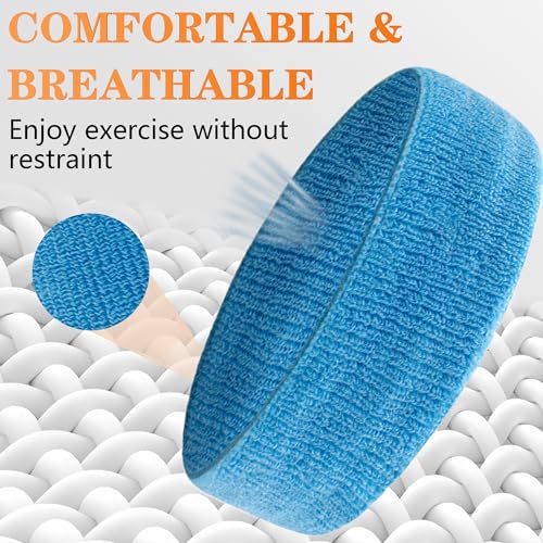 Image of 4 Pack Sweatbands Sports Headband for Men and Women, Moisture Wicking Athletic Workout Headband for Running, Tennis, Basketball, Yoga, Gym Stretchy Unisex Sweatband