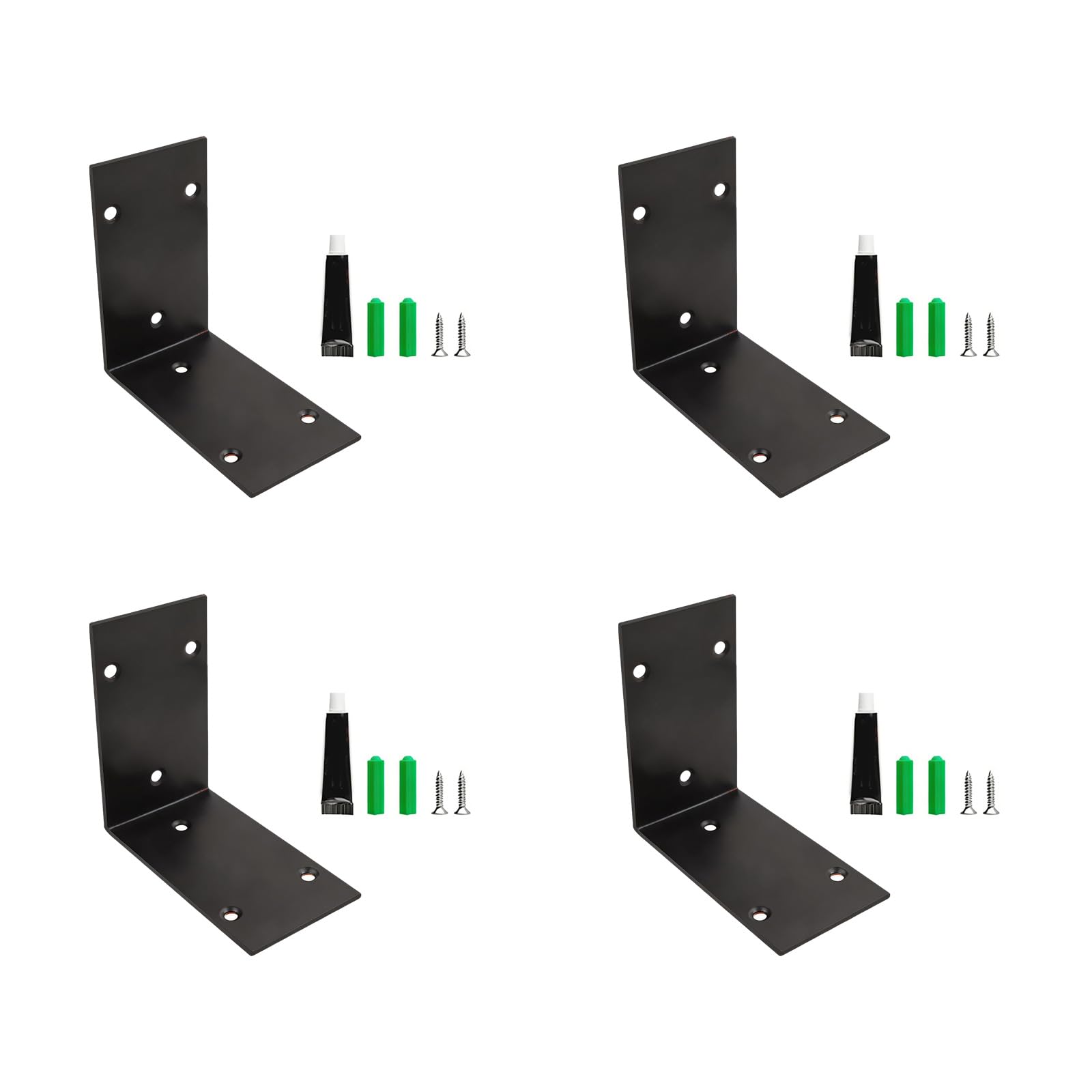 CUNZJIA 4Pcs Heavy Duty Stainless Steel Shelf Brackets L Shaped Corner Brace for Furniture Reinforcement and Wall Mounting