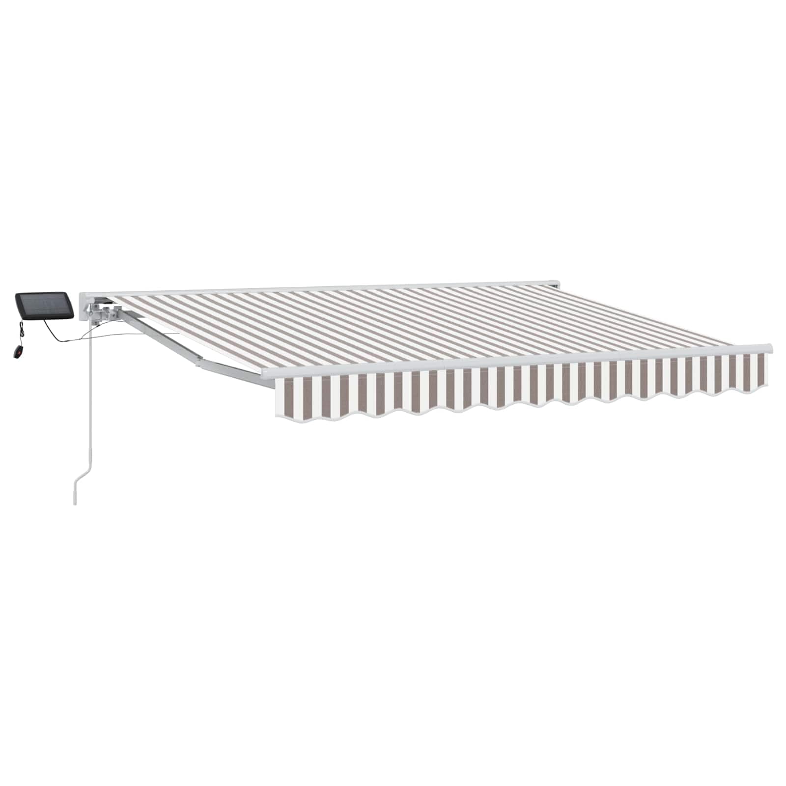 Ręczna rama markizy z diodami LED, jasnoszara, biała, 4 x 3 m, malowana proszkowo rama aluminiowa, odporna na warunki atmosferyczne, ochrona przed słońcem na taras, do ogrodu