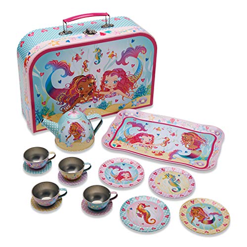 Wobbly Jelly - Meerjungfrau und Freunde Teeservice aus Zinn mit Koffer für Kinder (14 Stck. Spielgeschirr) Cover