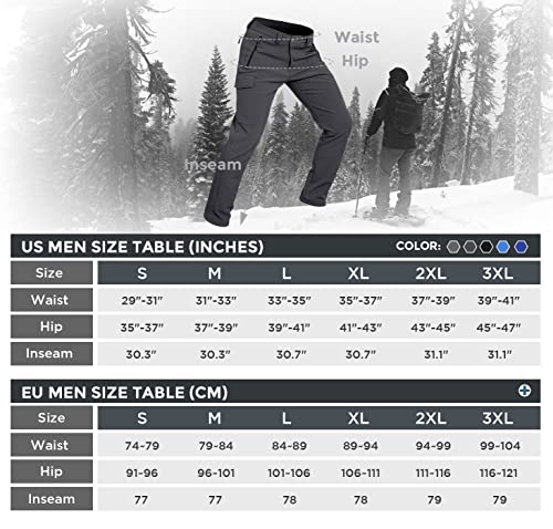 Wespornow Skihose Herren Thermohose Softshellhose: Wasserdicht Winterhose Gefüttert Schneehose mit Fleece-Futter für Ski & Snowboard (Grau, L)