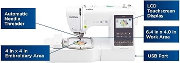 Brother SE700 Sewing and Embroidery Machine, 50-Piece Designio Thread Set, 20 Bobbins, 100-Piece 75/11 Embroidery Needles, Stabilizer Roll