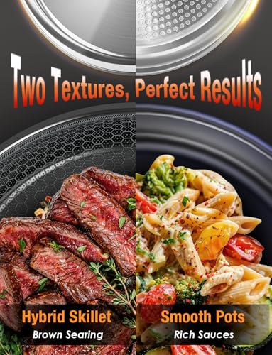 Image of DUXANO Ceramic Pots and Pans Set Non Stick, 2026 Upgraded Hybrid Frypan, 1.5&2 QT Saucepans with Lid, Oil-less Cooking, PFAS Free Non Toxic, Induction Ready,Oven&Dishwasher Safe,Removable Handle,12PC