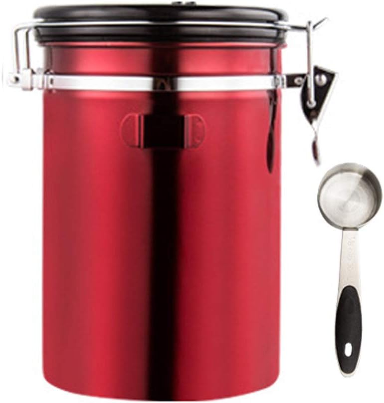 Container Airtight Coffee Storage,1.2L Stainless Steel Storage with Measuring Scoop