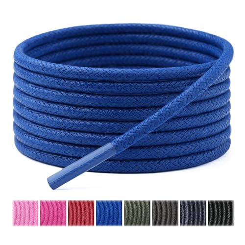 Image of Handshop 3 Pairs Dress Shoe Laces | 3 /32 inch Thin Round Waxed Shoelaces | Polished waxed sheen, tightly woven cotton, secure tie, for oxfords, derbies and chukka boots, 23 inch-63 inch sizes and 15 colors