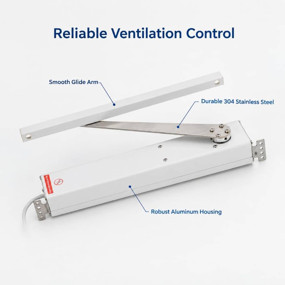 Abreventanas electrico 24V, Motor de 200N para ventilacion Estable