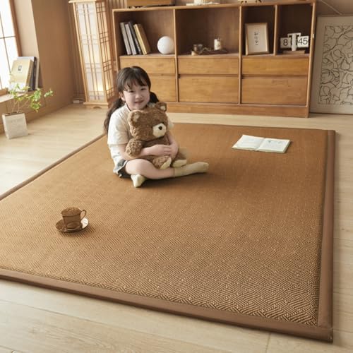 い草カーペット 藤製 ラグマット 畳の上に敷く 置き畳 厚手 ひんやり 消臭 冷たい 夏用 掃除容易い ペットOK 180x200cm 折りたたみ 和風 屋外/庭用 寝室用 ベッドサイド バルコニー用 寝ござ 上敷き