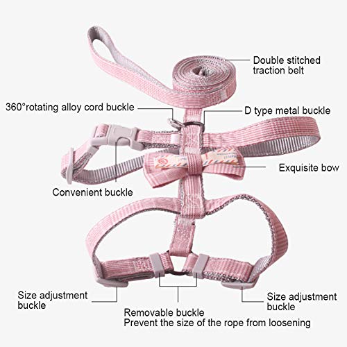 adonpshy Pet Cat Harness Nylon Style Traction Rope Leash Belt Walking Chain Chest Pink M - Image 8