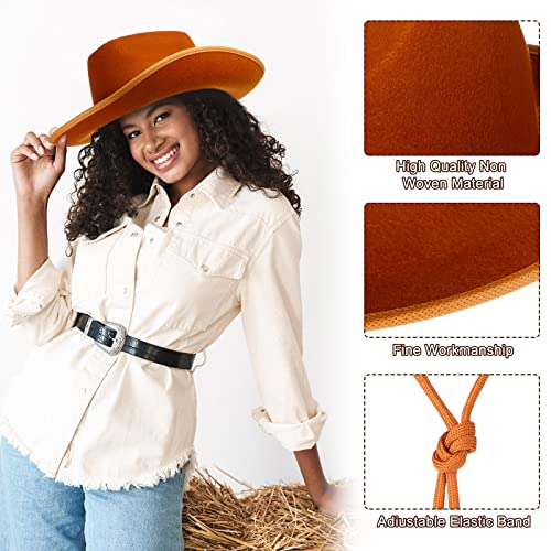 9 Pieces Cowboy Hat For Adult With Adjustable Neck Drawstring, Paisley Print Bandanas Cowboy Bandanas Unisex Head Wrap Scarf Heart Shape Sunglasses Western Fancy Dress Accessory (Brown, Blue) #TOP4