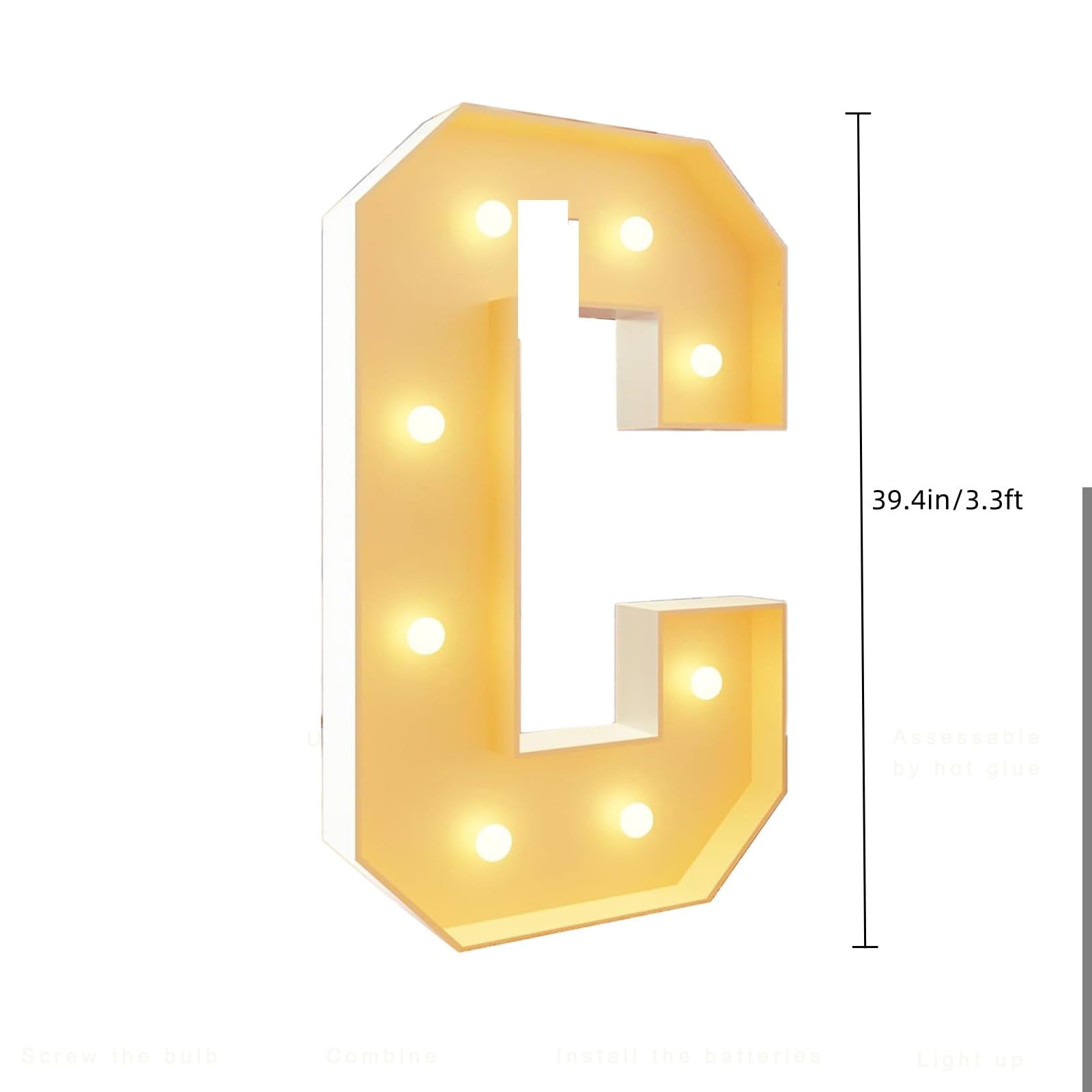 Lettere luminose for tendone da 90 cm R 26 Lettere dell'alfabeto luminose e numeri 0-9 Luci a LED alimentate a batteria for notturne Feste di compleanno Natale o decorazioni for la casa(Letter+)