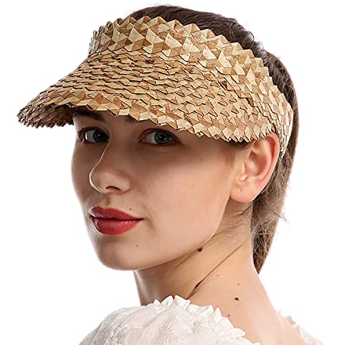 ehsbuy Sonnenhut Damen Faltbar Sommerhut UV-Schutz Ponytail Strohhut Packbar Sonnenkappe Atmungsaktiv Strandhut Visor Cap