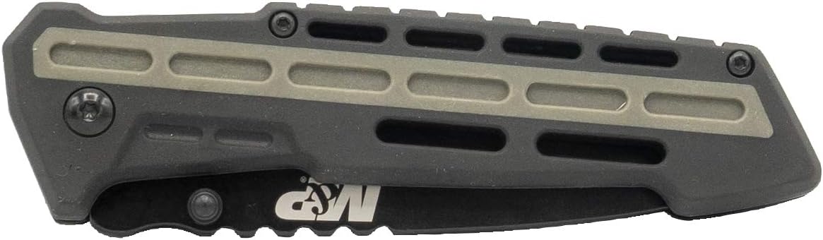 Smith & Wesson M&P AR Overmold 8.2in High Carbon S.S. Folding Knife with 3.5in Serrated Tanto Blade and Rubber Handle for Outdoor Survival and EDC