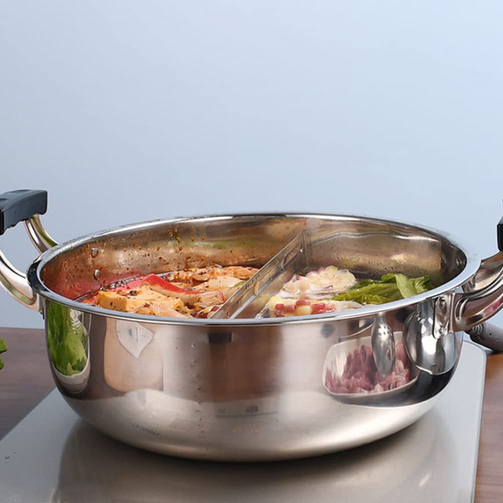 BESTonZON Olla Caliente Divisor de Acero Inoxidable Multifuncional, Resistente al Óxido y Fácil de Limpiar, para Cocinar Dos Sabores en Casa