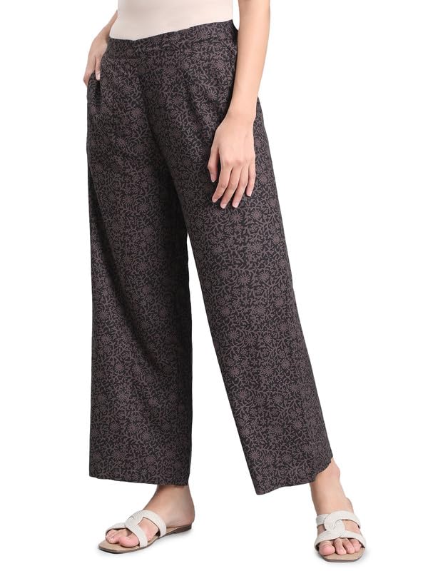 Image of GO COLORS Soft Viscose Printed Palazzo Full Length for Women| Breathable, Mid Rise
