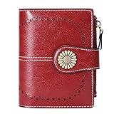 Cartera para Mujer de Piel, con Bloqueo RFID, Billetera Pequeño con Cremallera, Monedero de Dama Minimalista, Tarjetero...