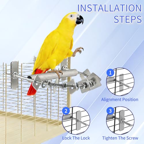 Image of 8.3 * 7.3In Parrot Chewing Toy, Long-Lasting Stainless Steel Bird Perch with Durable Chew Parts for Large Birds, Cockatiels, Macaws, African Greys, for Cage Use