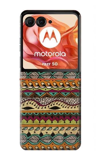 Carcasa Motorola Razr 50 antigolpes con patrón geométrico boho chic
