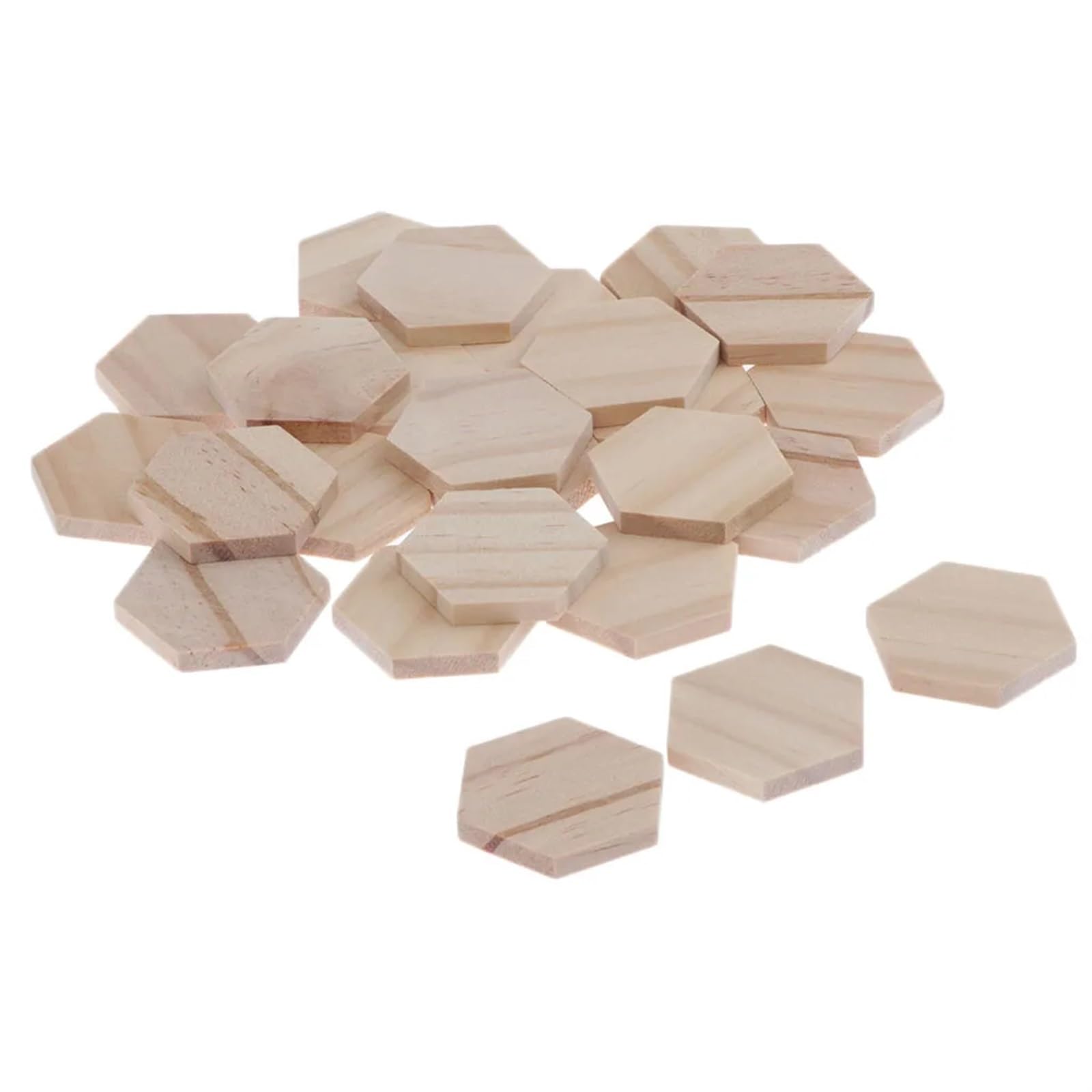 Plastry drewniane do rękodzieła Unfinished Hexagon Wooden Chips 38x32mm Pack Of 25 For Arts Crafts Board Games