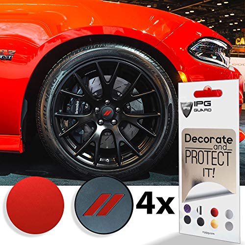 Image of IPG Compatible for Dodge Charger Challenger Durango Wheel Center Cap Decal Sticker Wrap Kit Personalize Your Vehicle (Inner Logo, Red Pearl)