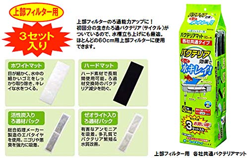［大人気商品］バクテリアリキッド1L×5本 高機能フィルター［砦］試供品付 GEX 上部フィルター用 バクテリアマットプラス 60cm用 2