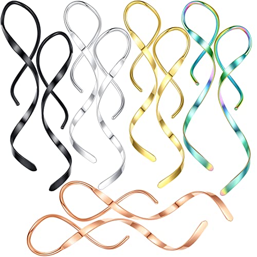 Spiral Threader Earrings, 18G Hypoallergenic 316L Stainless Steel Drop Dangle Handmade Twisted Linear Curved Dangling Minimal Earrings for Sensitive Ear with Gift Box