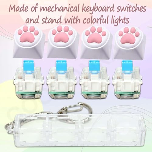 Image of 4 in 1 Lighting Keyboard Fidget Toys for Adults LED Light Keyboard Clicker with Keychain Fidget Sensory Fun Toys for Decompression (Cat Paw)