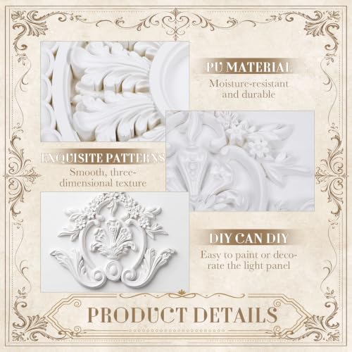 Image of Novabright 47'' Large Ceiling Medallion for Light Fixtures 47 inchod x 2.36'' ID French Style PU Ceiling Medallion Combination 5 Pcs Set Easy Installation for Chandelier Ceilings Decor, Glue Not Included