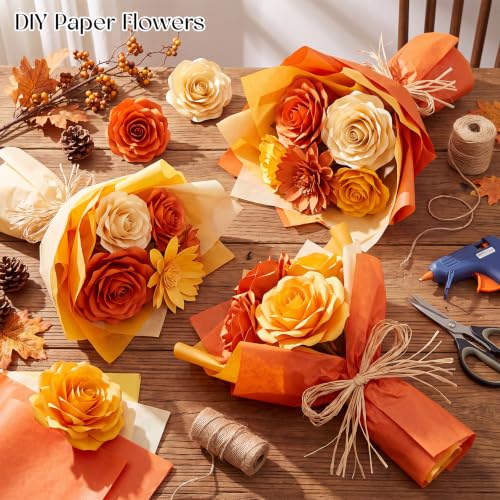 Image of woric 160 Sheets Orange Yellow Tissue Paper for Gift Bags 20 X 14 Inches