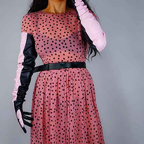 Image of DooWay Unisex 90CM LONG LEATHER GLOVES Oversized Loose Fit 35 Inches Shoulder Length Faux PU for Adult Party Cosplay Costume