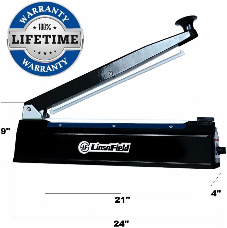 Sealer Pro - 20 inch - 5mm Sealing Width - Impulse Heat Sealer Most Heavy Duty for Strong, Secure Sealing for Long Term Food Storage, Black