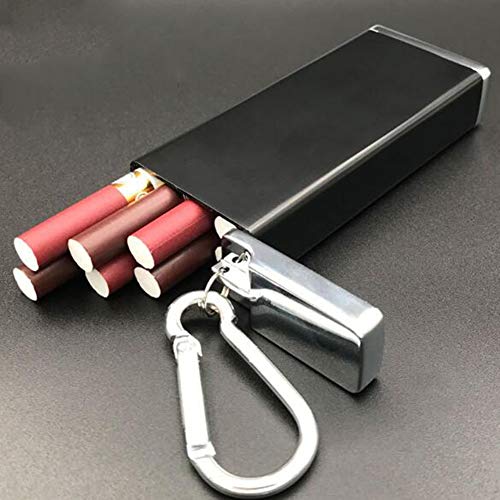 Preisvergleich Produktbild Zhenwo Zigarettenetui Kleine Aluminiumlegierung Zigarettenetui Männer Und Frauen Universal Tragbare Zigaretten-Box Kann 10 Halten,Schwarz