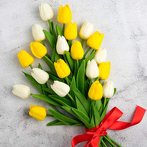 Whaline 20 Pcs Artificial Flowers Fake Tulip...