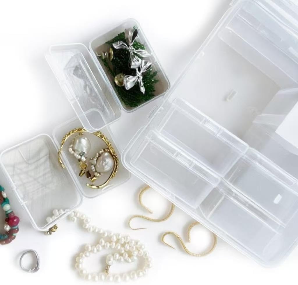 12-in-1 Multi-Functional Plastic Jewelry Organizer Box | Bead Storage Organizer with 12 Removable Compartments | Travel-Friendly Craft Organizer Box for Daily Jewelry Management (Big Box (2 pack))