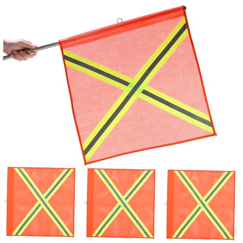 IMIKEYA Reflective Orange Flags for Trucks 4 Pcs Mesh Warning Flags for Construction Biking Accessories and Outdoor Safety