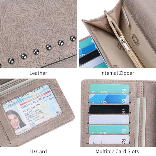 Image of FALAN MULE Wallets for Women Trifold Wristlet Wallets Large Capacity RFID Blocking Ladies Purse Credit Card Holder