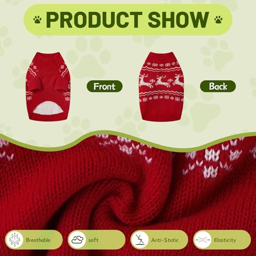 Image of Christmas Dog Sweaters for Small Medium Large Dogs Classic Turtleneck Holiday Xmas Pet Clothes Cozy Stretchy Sweater for Chihuahua, Bulldog, Dachshund, Pug X-Large