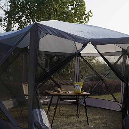 Pop-Up-Instant-12x12-6-Sided-Gazebo-Screen-House-for-Camping-8-10-Person-for-Backyard-Camping-Outdoor-Grey