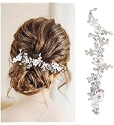 Makone Bride Hair Accessories Wedding Hair Vines, Silver Pearl Hair Accessories for Women and Gir...