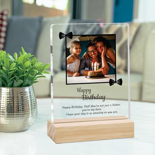Image of Giftplease Personalized Happy Bithday Photo Plaque with Photo | Custom Friendship Gift with Wooden Stand | Best Friend Birthday Keepsake for Him or Her CS 05