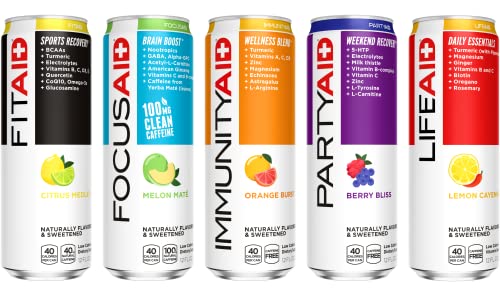 FITAID Post Workout Recovery Drink, Strawberry Lemonade, BCAAs, Glucosamine, Electrolytes, All In One Can, Paleo, Vegan & Gluten-Free, 40 Calories, 12 Fl Oz (Pack of 24)