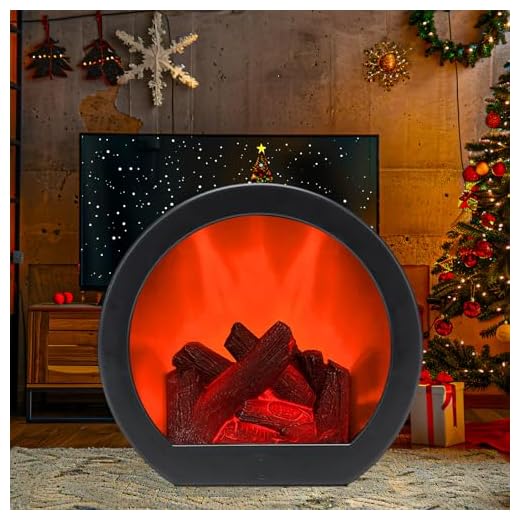 Chimenea LED, Chimenea Decorativa LED, Chimeneas Eléctricas con Efecto Llama de Fuego, USB y Baterías, Simulación de Chimeneas, Decoración de Navidad Invierno, Decoración del Hogar (Redonda)