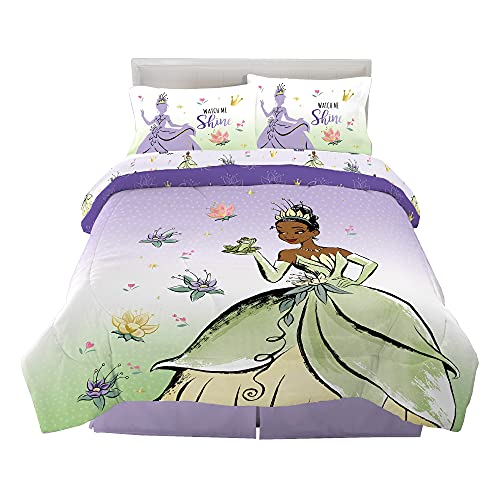 Image of Disney Princess Tiana Kids Bedding Super Soft Microfiber Comforter And Sheet Set, 5 Piece Full Size, "Official" Disney Product By Franco