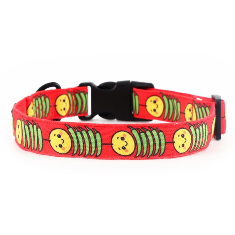 Image of Lana Paws Nimbu Mirchi, Nazar Na Lage, Evil Eye Fabric Dog Collar Belt for Large Dogs