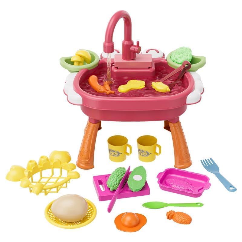 Favrallo Multifunction Water Pretend Toys Kids KitcheEn Sink Water Electric Dishwasher Toy Set Kitchen Utensils, Role Play Kitchen Accessory Set- Pack of 1 - Color May Vary