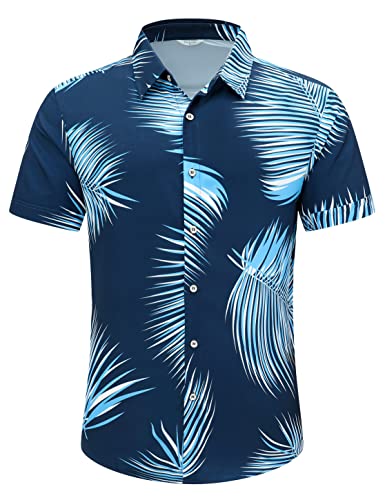  SheLucki Hawaiian Unisex Summer Short Sleeve Shirts for Men and Women
| SheLucki Hawaiian Printed Palmshadow Shirts for