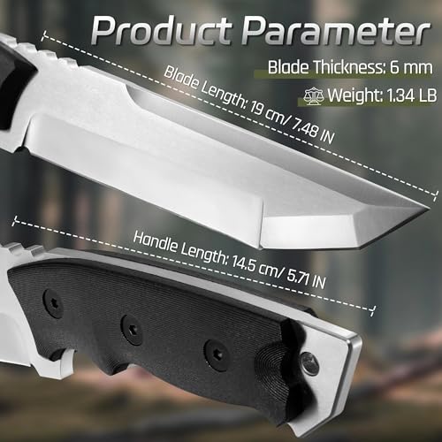 Image of Dream Reach Fixed Blade Knife, Outdoor Survival Knife with Tactical Kydex Sheath, Horizontal Carry Knives with Ergonomic Handle, Bushcraft Knives for Camping Gardening Gift for Men